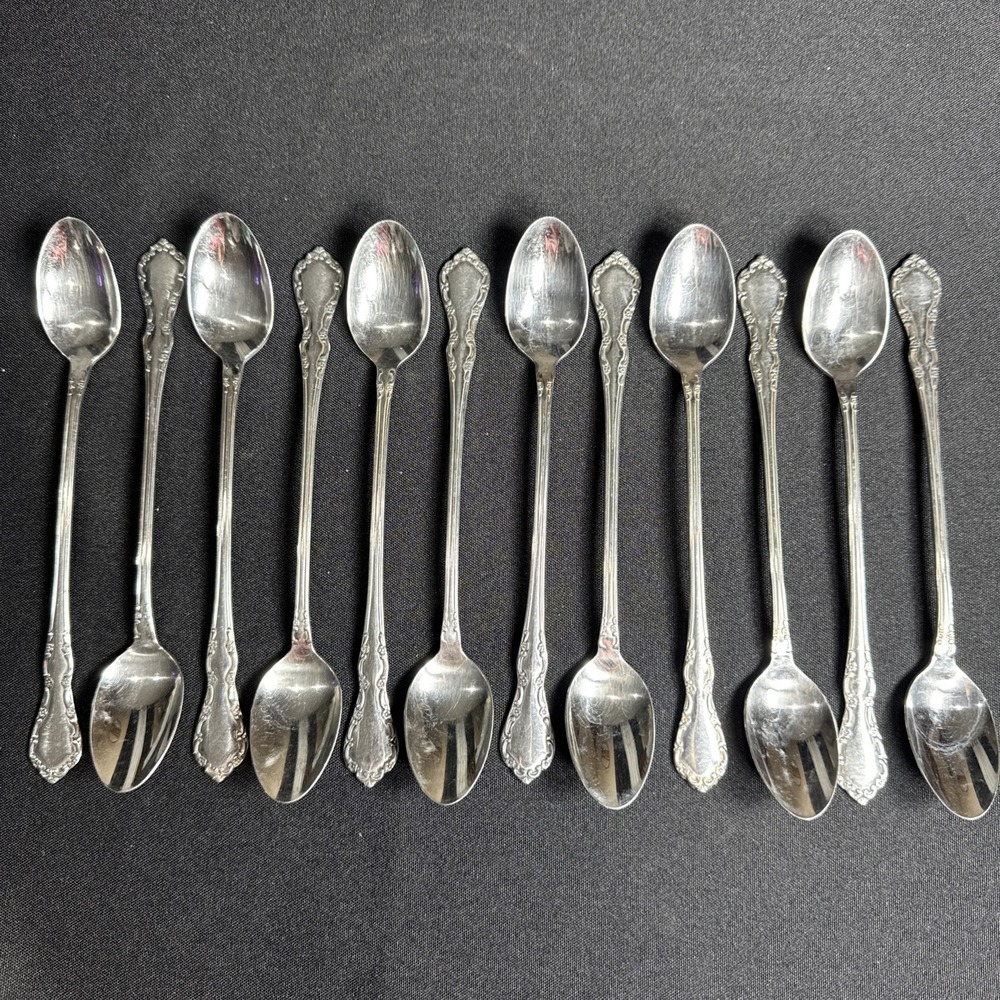 Oneida Distinction Deluxe MANSION HALL Ice Tea Spoons Lot of 12 HH EUC Stainless